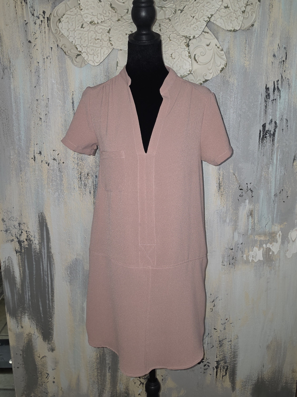 All in Favor Feminine Dusty Rose Mini Dress Size Small